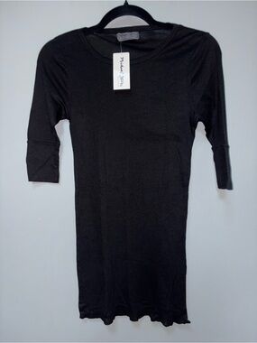 Michael Stars Black Women's Crewneck Tee Classic Casual 3/4 Sleeve Size S/M